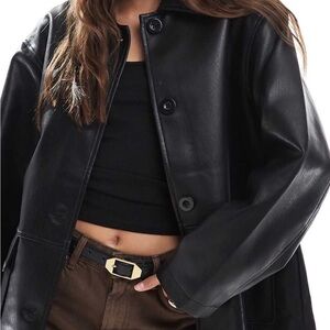 ASOS Design leather look harrington jacket